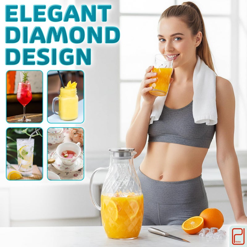 PJCKitchen Glass Pitcher with Lid and Spout - 3 Liter / 100 oz, Borosilicate Glass w/Handle - Carafe for Hot/Cold Beverages - Water Jug - Iced Tea Pitcher - Juice Server - by PJC-Kitchen - Image 4
